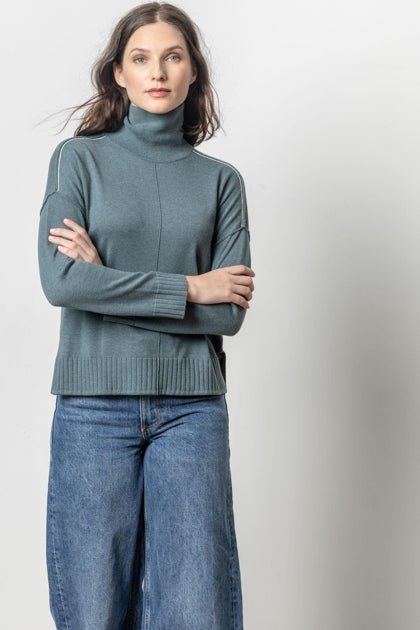 Lilla P - Relaxed Turtleneck Sweater : Heron - Shorely Chic Boutique