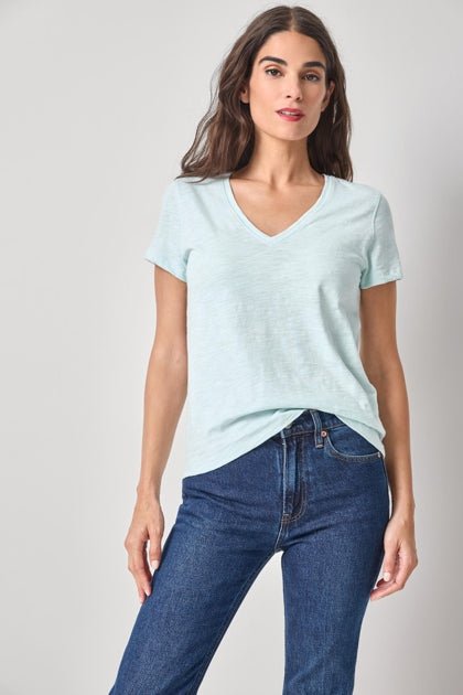 Lilla P - S/S Back Seam V - Neck: Seabreeze - Shorely Chic Boutique
