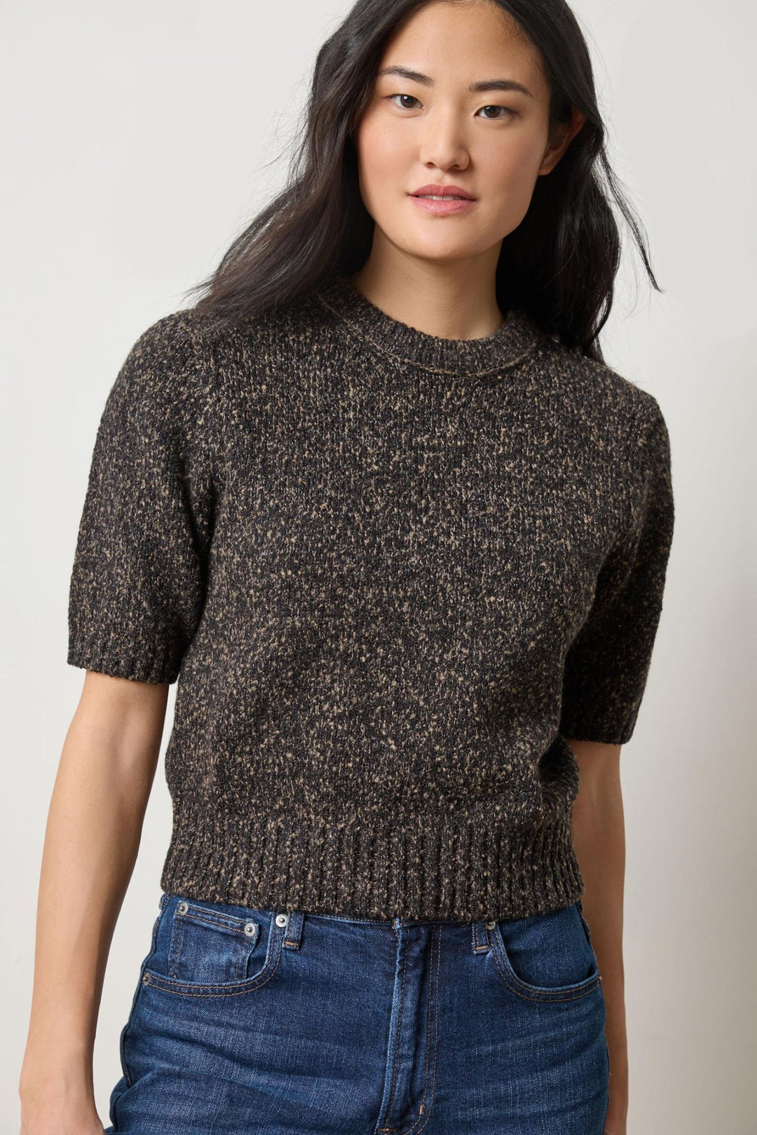Lilla P - S/S Marled Pullover: Black - Shorely Chic Boutique