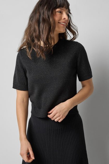 Lilla P - S/S Sparkle Sweater:Black - Shorely Chic Boutique
