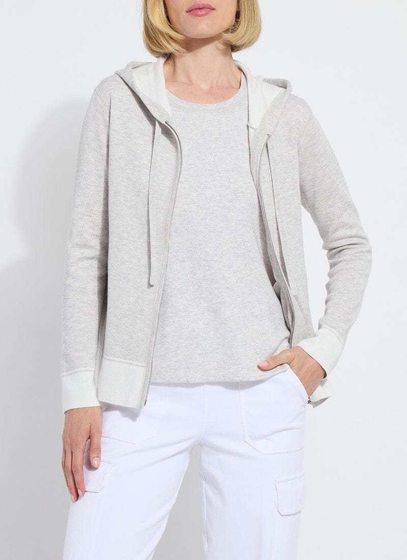 Lysse - Rowan Zipped Knit Hoodie: Grey/Cream - Shorely Chic Boutique