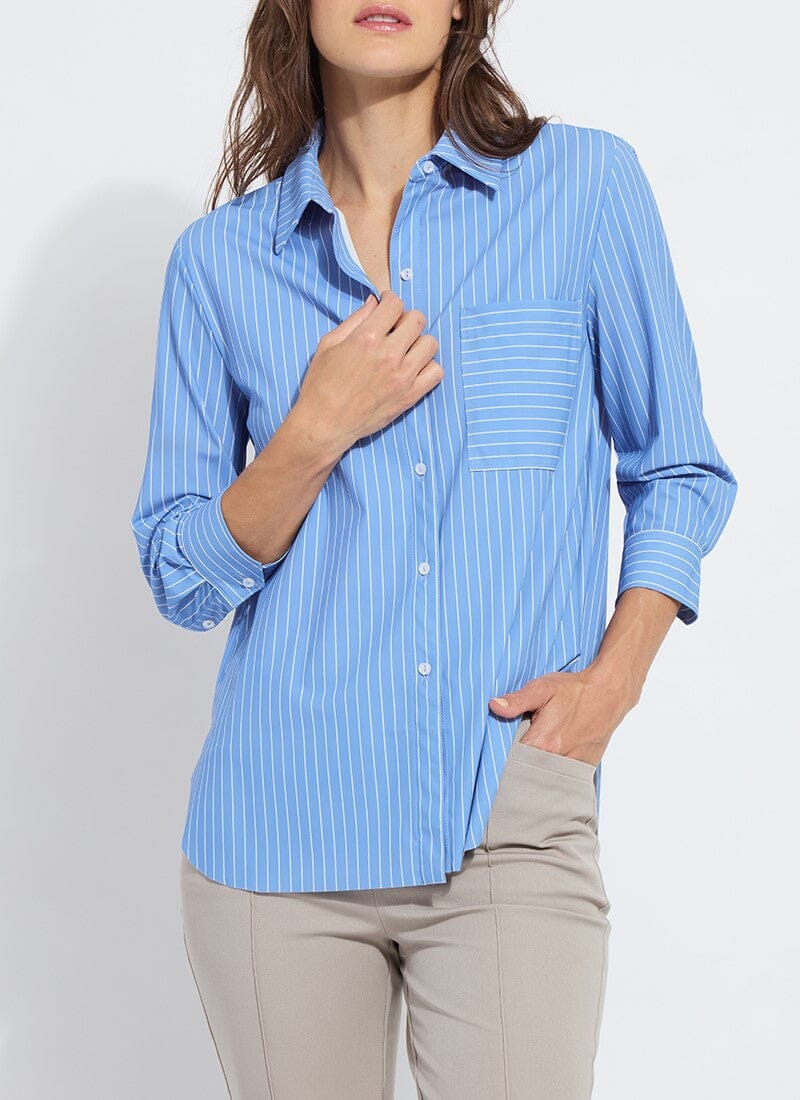 Lysse - Schiffler 3/4 Slv Stripe Shirt: Blue/Wht - Shorely Chic Boutique