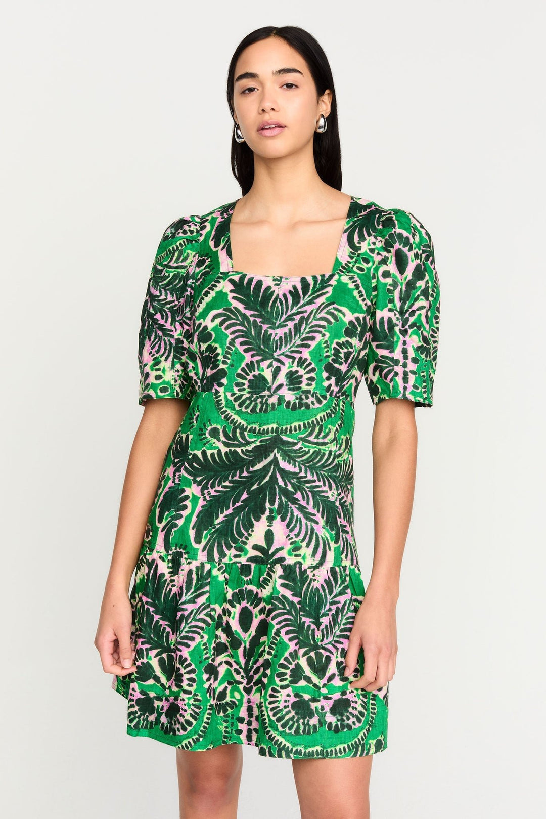 Marie Oliver - Temma Puff Sleeve Dress: Palm Beach - Shorely Chic Boutique