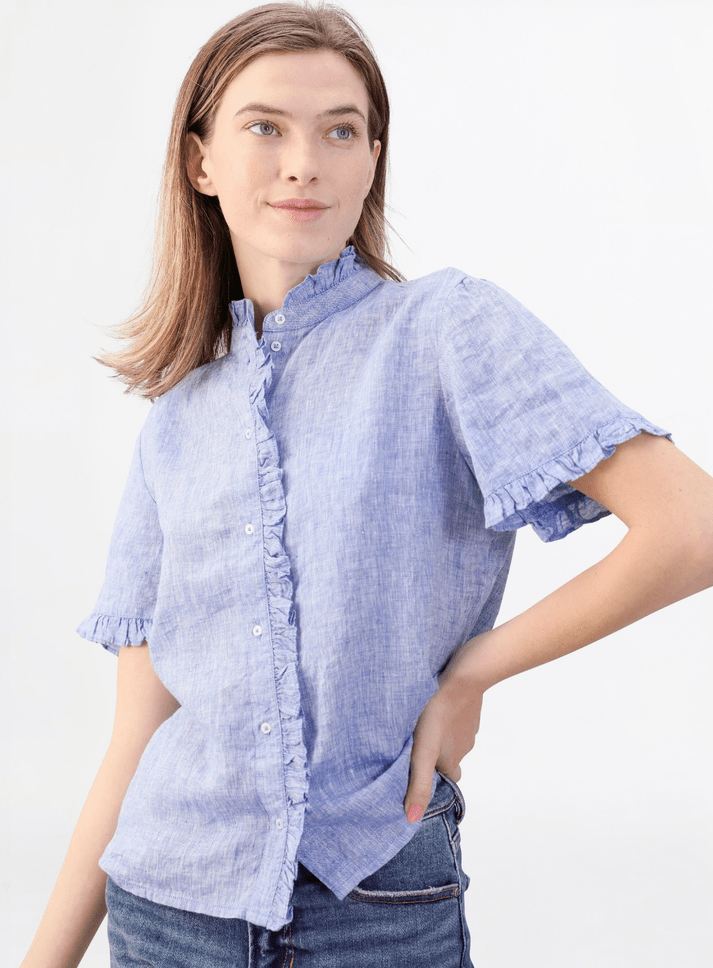 Navy Bleu - Bessie Top - Chambray - Shorely Chic Boutique