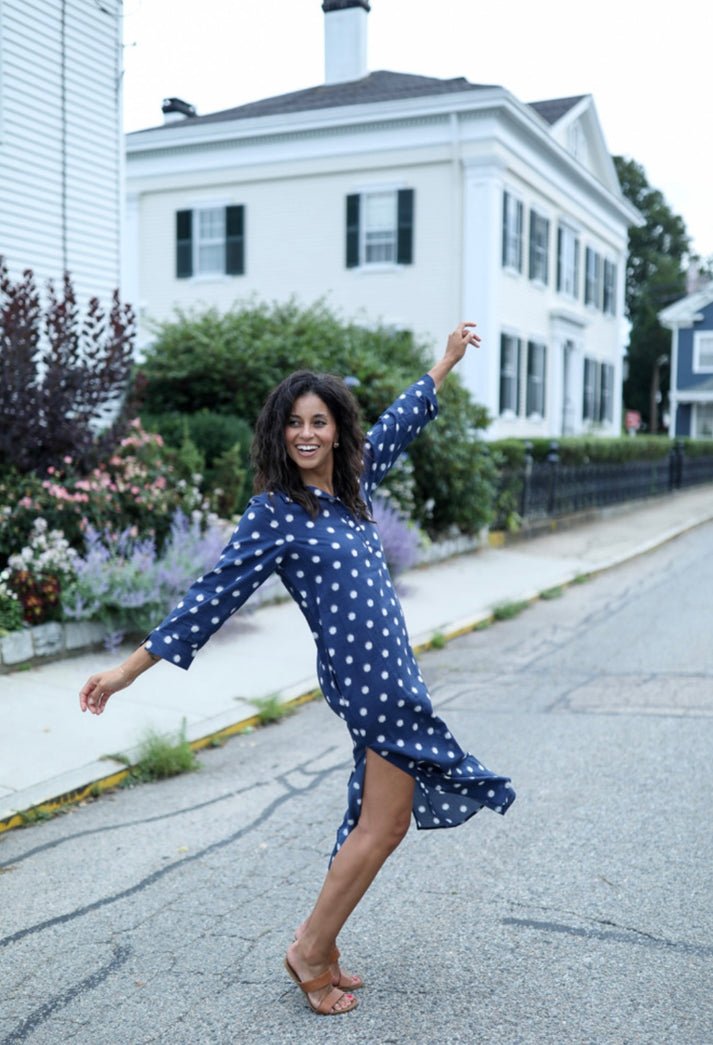 Navy Bleu - Sara Dress - Navy Dotsie - Shorely Chic Boutique