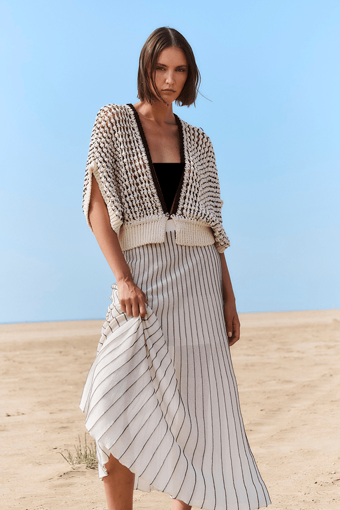 Sita Murt - Textured knit vest: Nat/Blk - Shorely Chic Boutique