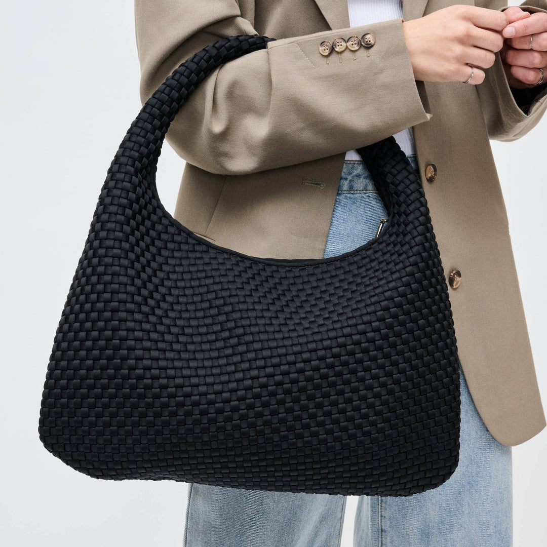 Sol & Selene: Dare to Dream - Large Woven Neoprene Hobo: Black - Shorely Chic Boutique