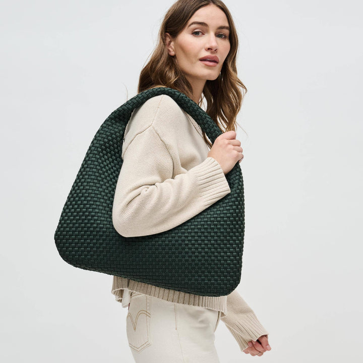 Sol & Selene: Dare to Dream - Large Woven Neoprene Hobo: Black - Shorely Chic Boutique