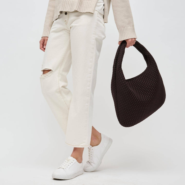 Sol & Selene: Dare to Dream - Large Woven Neoprene Hobo: Black - Shorely Chic Boutique