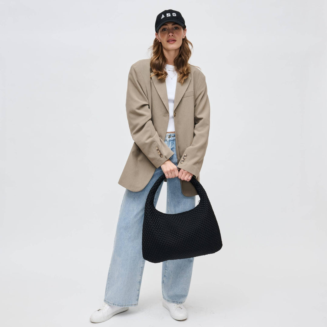 Sol & Selene: Dare to Dream - Large Woven Neoprene Hobo: Black - Shorely Chic Boutique