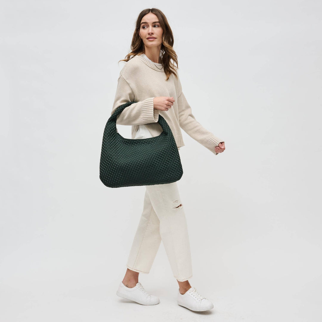 Sol & Selene: Dare to Dream - Large Woven Neoprene Hobo: Black - Shorely Chic Boutique
