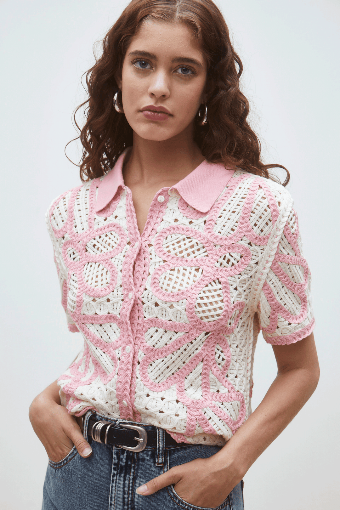Suncoo: Garvrili Crochet Cardigan: Pink/Wht - Shorely Chic Boutique