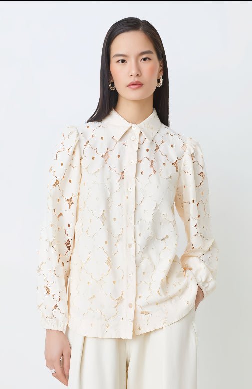 Suncoo - Lamour Floral Lace Blouse: Ivory - Shorely Chic Boutique