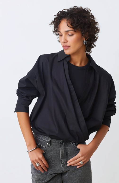 Suncoo - Lenzo Wrap Blouse: Black - Shorely Chic Boutique
