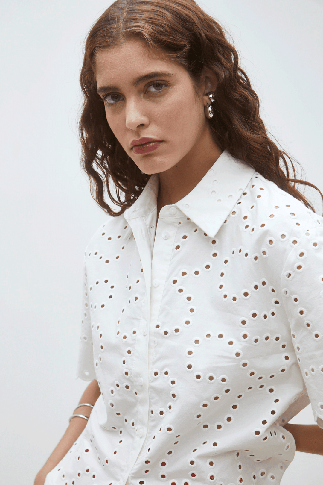 Suncoo: Lory Eyelet S/S Top: White - Shorely Chic Boutique