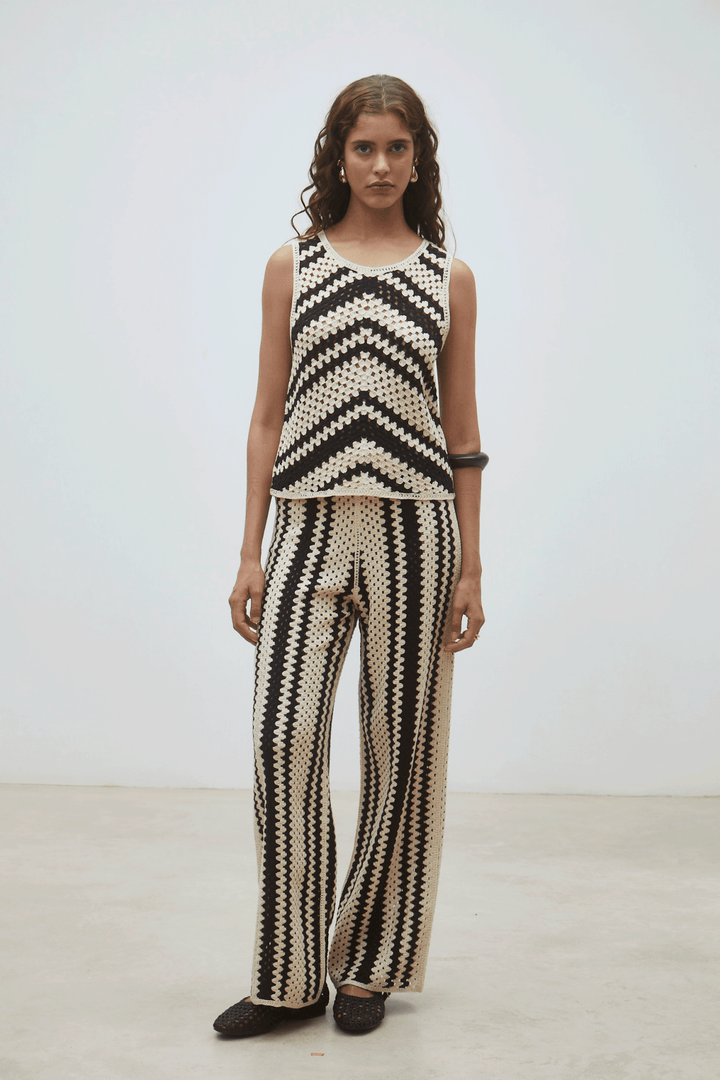 Suncoo: Pissaro Crochet Tank: Black/Cream - Shorely Chic Boutique