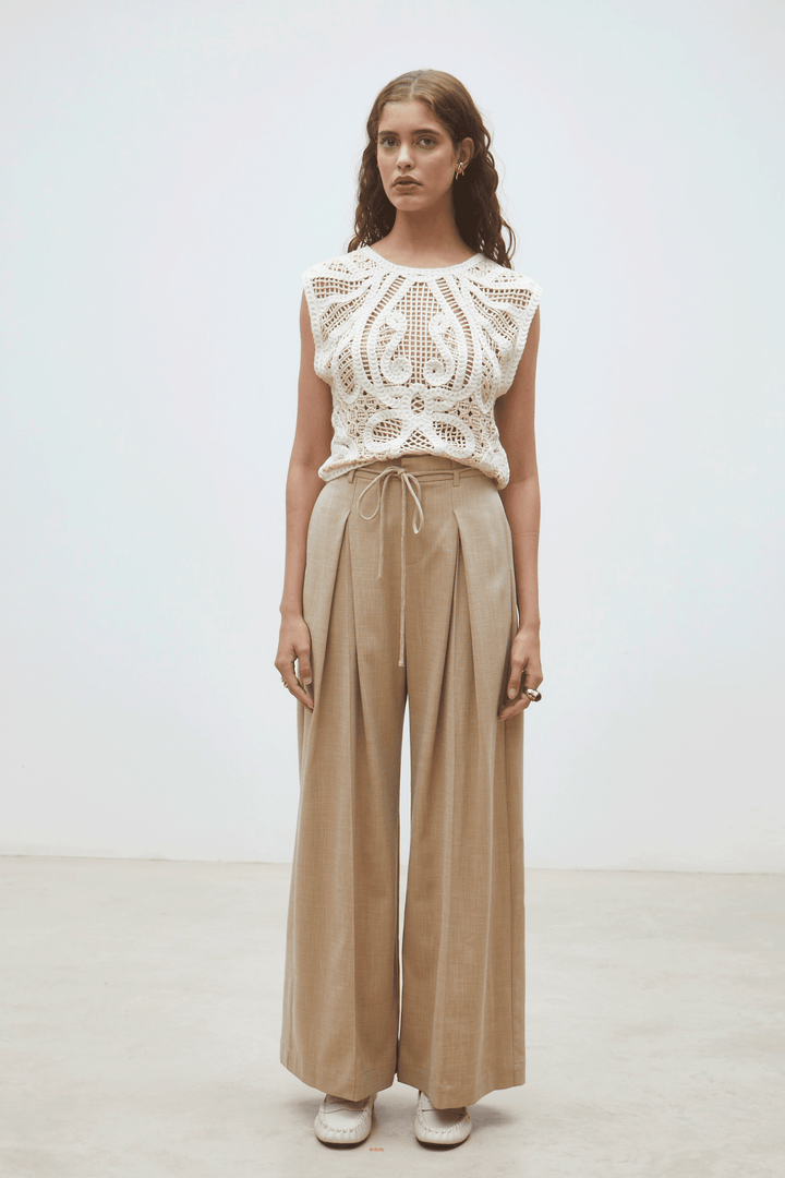 Suncoo: Polonia Slvls Crochet Sweater: Cream - Shorely Chic Boutique