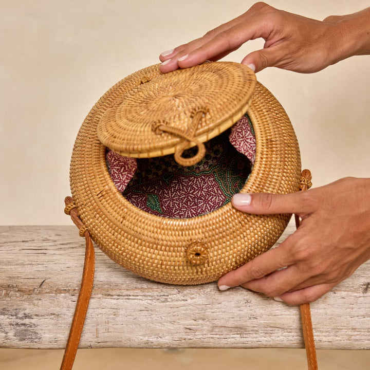 The Winding Road: Ata Vine Round Crossbody Bag - Canteen - Shorely Chic Boutique