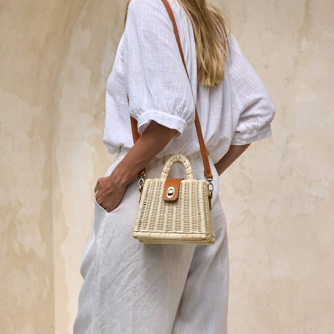 The Winding Road: Ivory Rattan Petite Handbag - Shorely Chic Boutique
