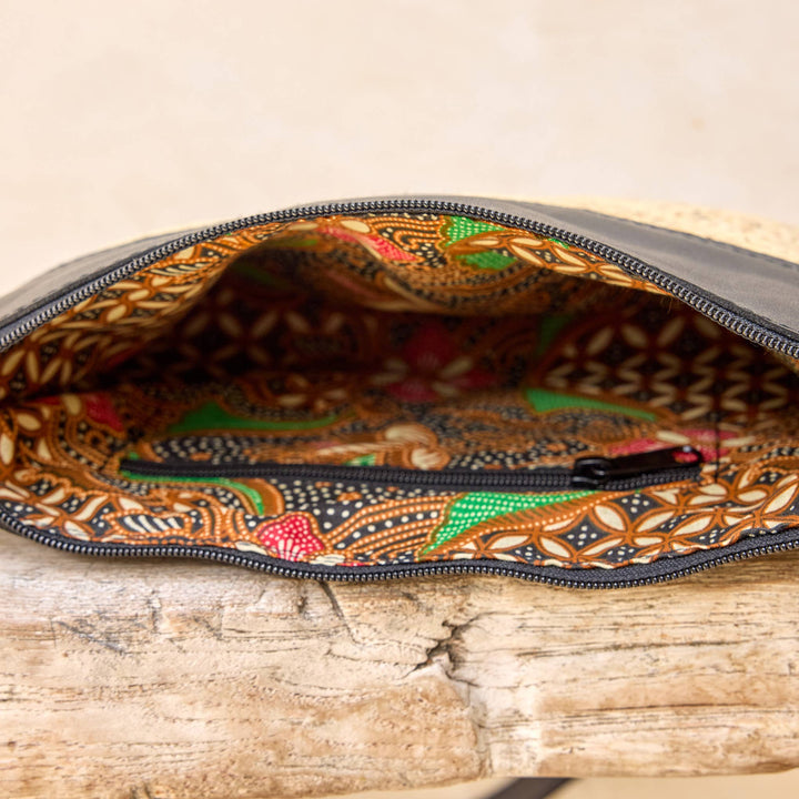 The Winding Road: Rattan Crossbody Bag w/Black Leather Trim - Shorely Chic Boutique