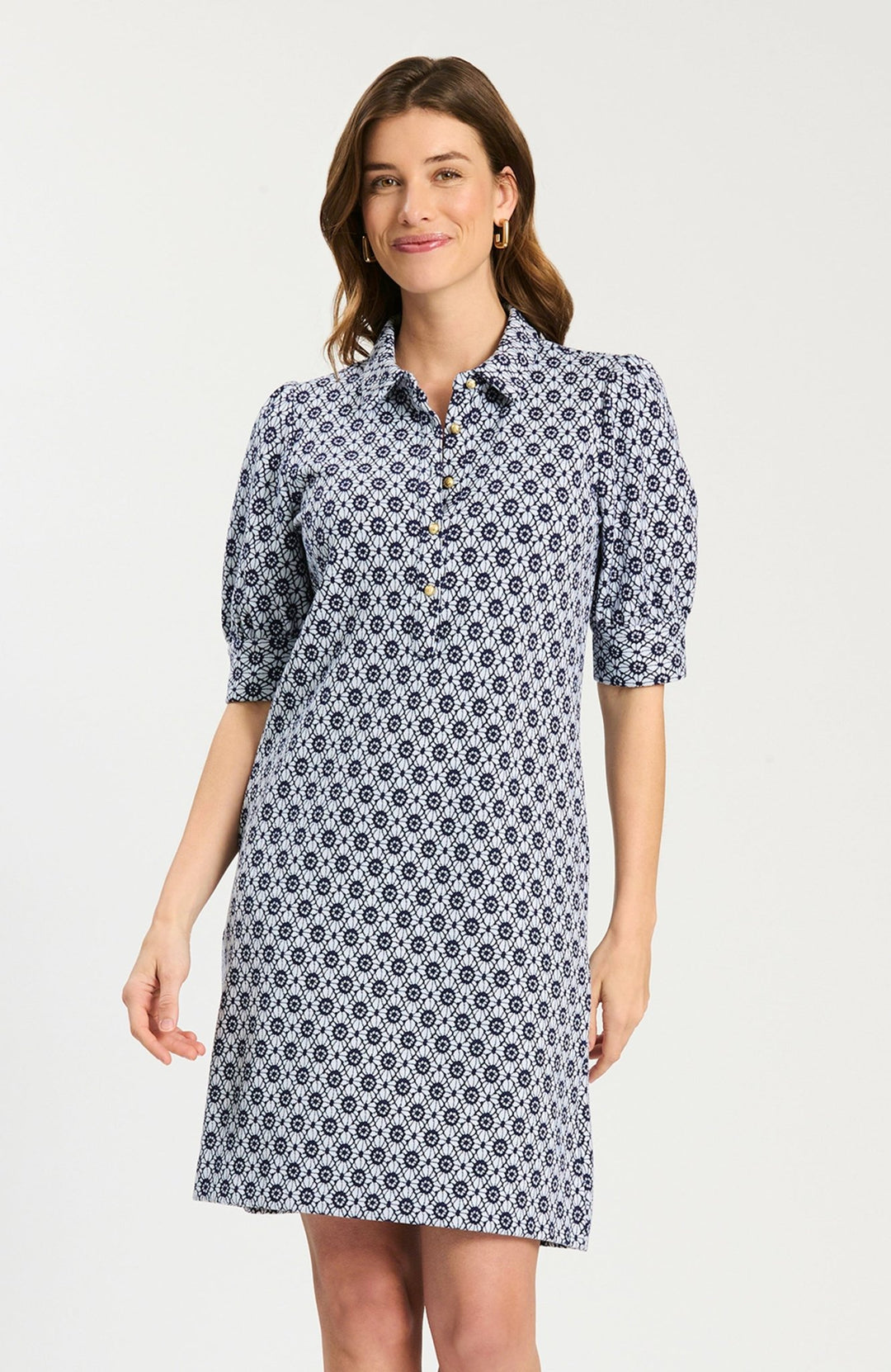 Tyler Boe - Alicia Knit Dress: Blue/Wht Stain Glass - Shorely Chic Boutique