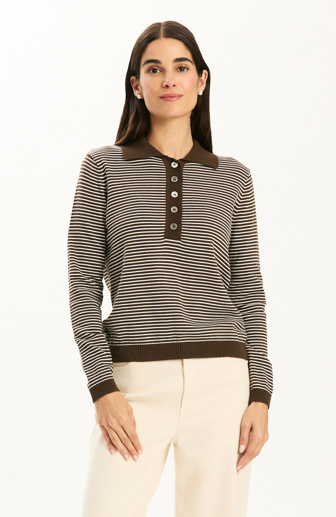 Tyler Boe - Blakely Striped Polo: Demitasse - Shorely Chic Boutique