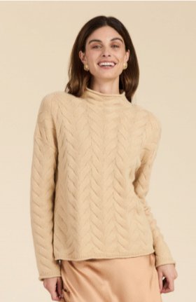 Tyler Boe - Cashmere Basket weave Funnel Neck: Straw - Shorely Chic Boutique