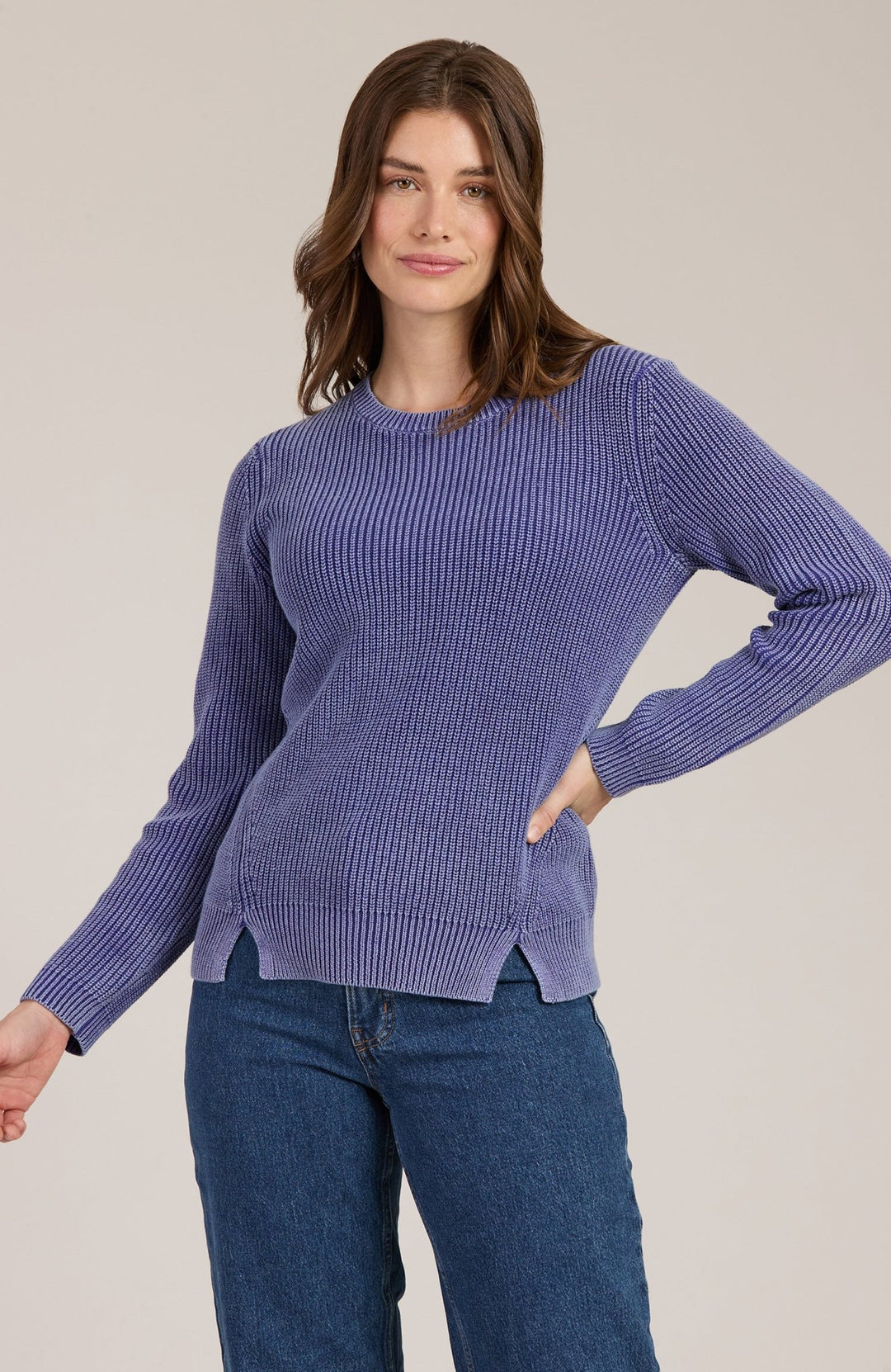 Tyler Boe - Mineral Wash Shaker Sweater: Violet - Shorely Chic Boutique