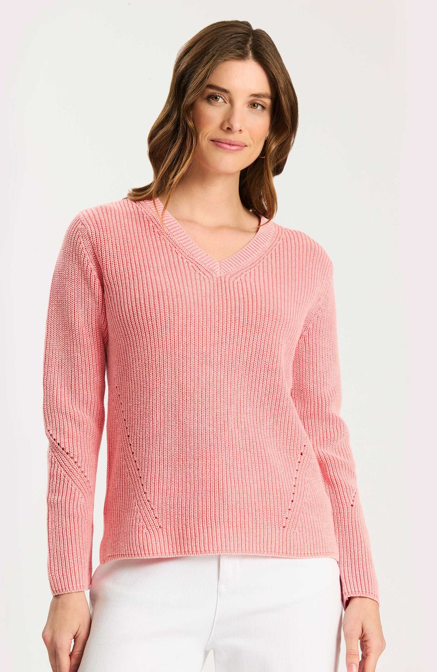 Tyler Boe - Mineral Wash VNeck Shaker Sweater: Shell Pink - Shorely Chic Boutique