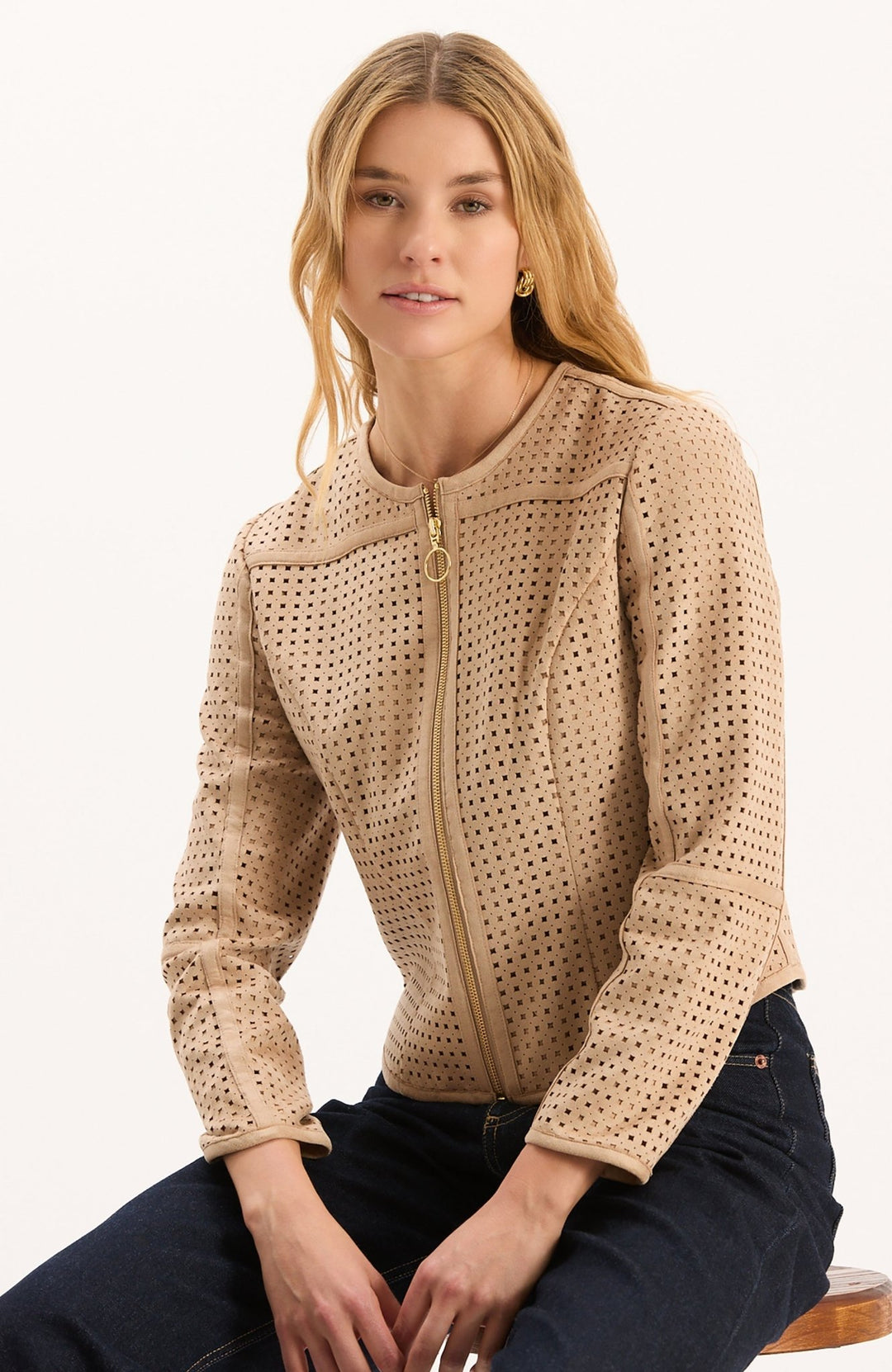 Tyler Boe - Piper Punched Faux Suede Jacket: Golden Wheat - Shorely Chic Boutique