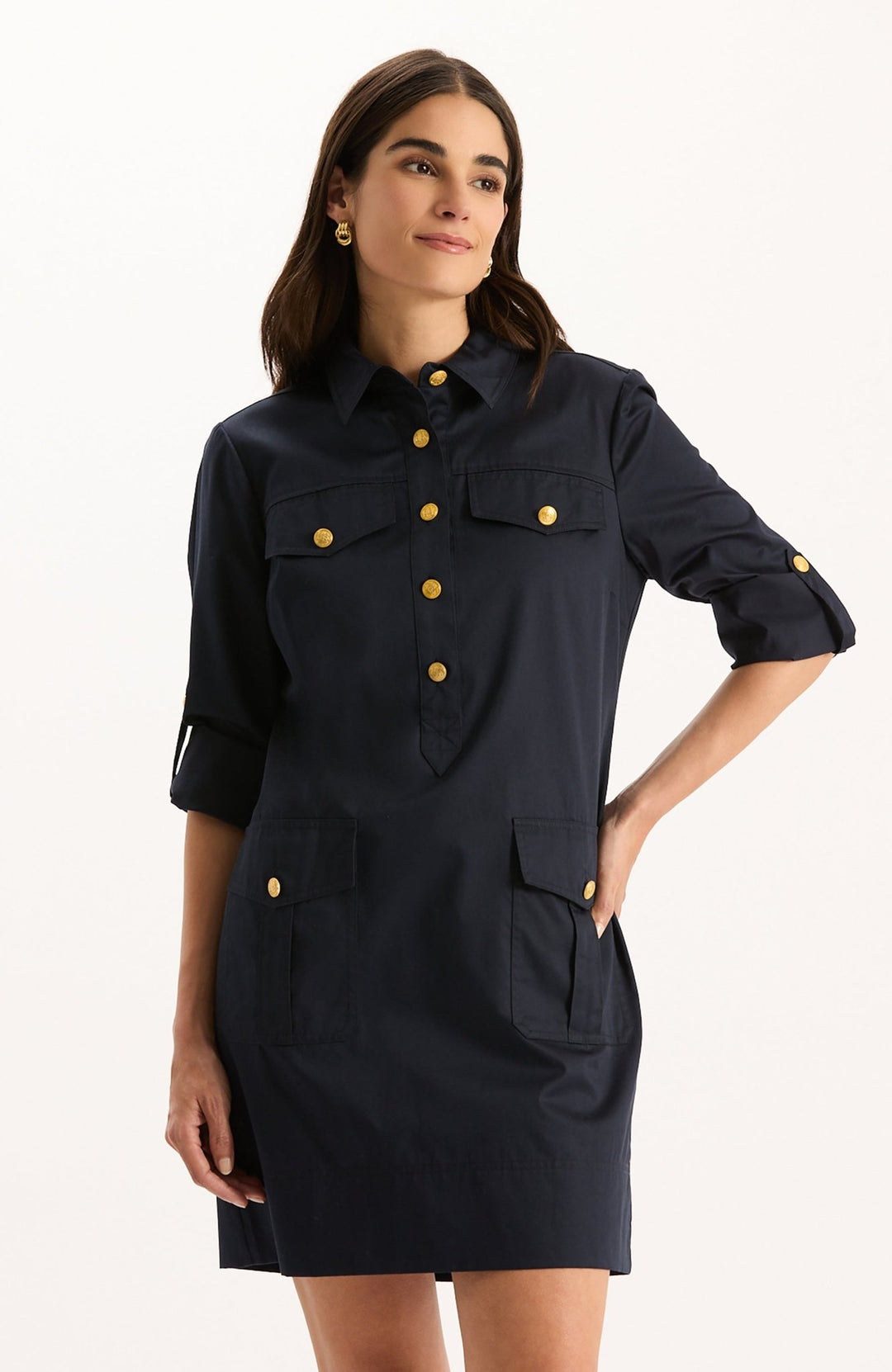 Tyler Boe - Rory Cotton Shirtdress: Navy - Shorely Chic Boutique