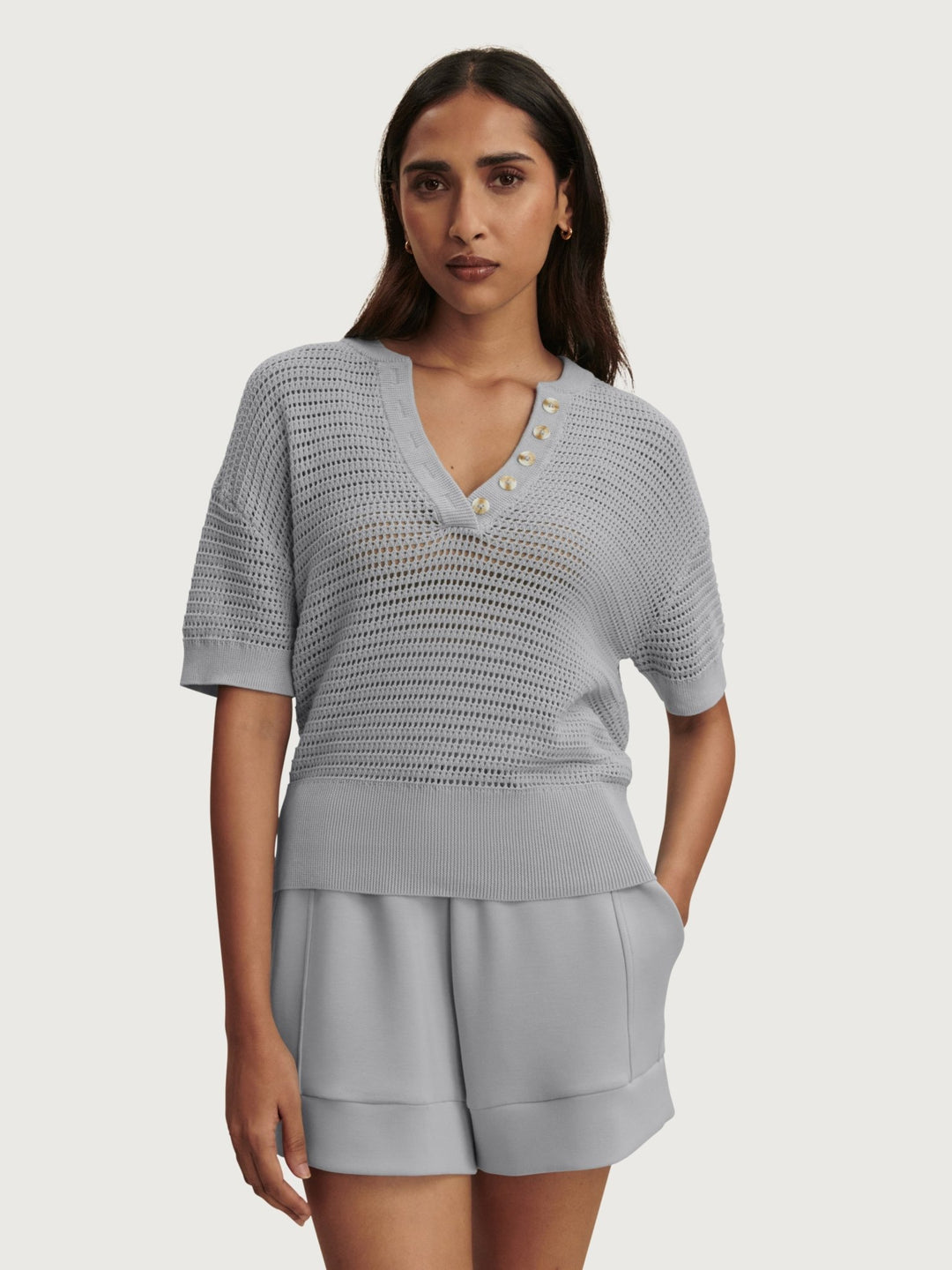 Varley - Callie Knit Top: Wind Blue - Shorely Chic Boutique