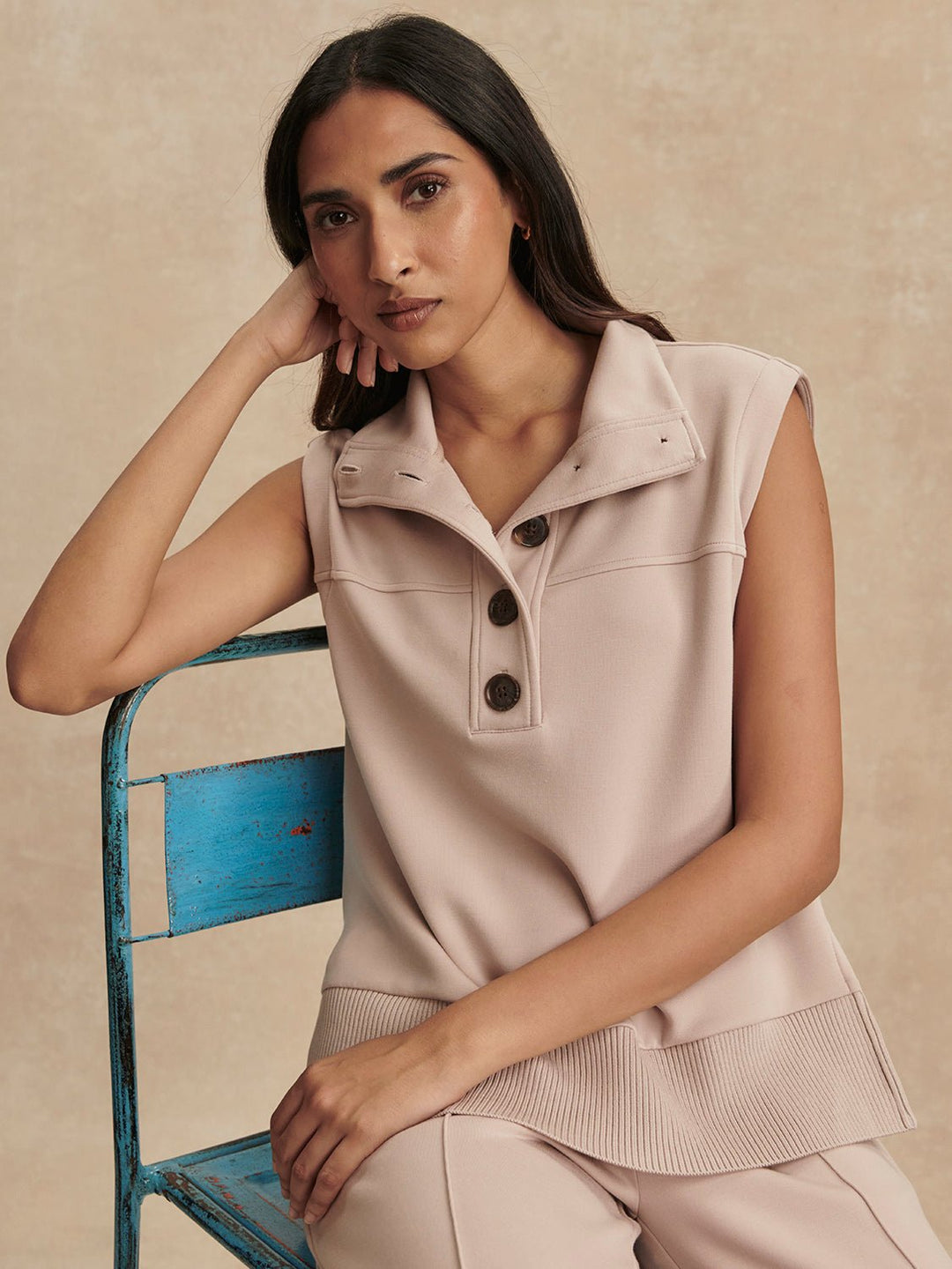 Varley - Conall Button Tank: Mushroom - Shorely Chic Boutique