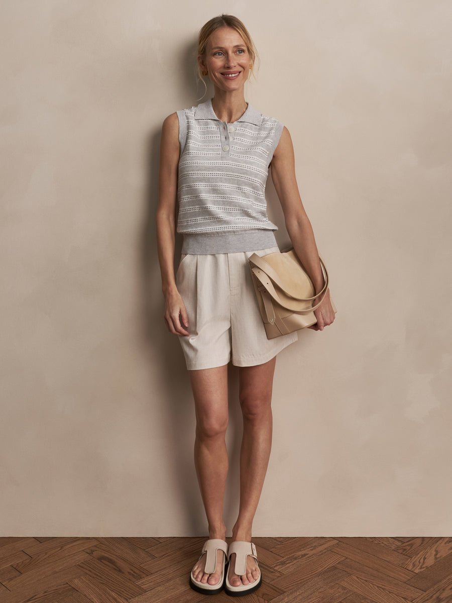 Varley - Dannah Stripe Knit Top: Lt Grey Marl - Shorely Chic Boutique