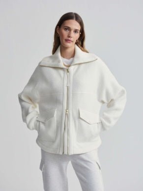 Varley - eleanor patch pocket fleece: egret - Shorely Chic Boutique