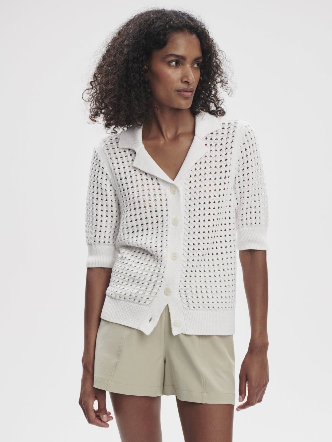 Varley - Ellie Knit Shirt: White - Shorely Chic Boutique
