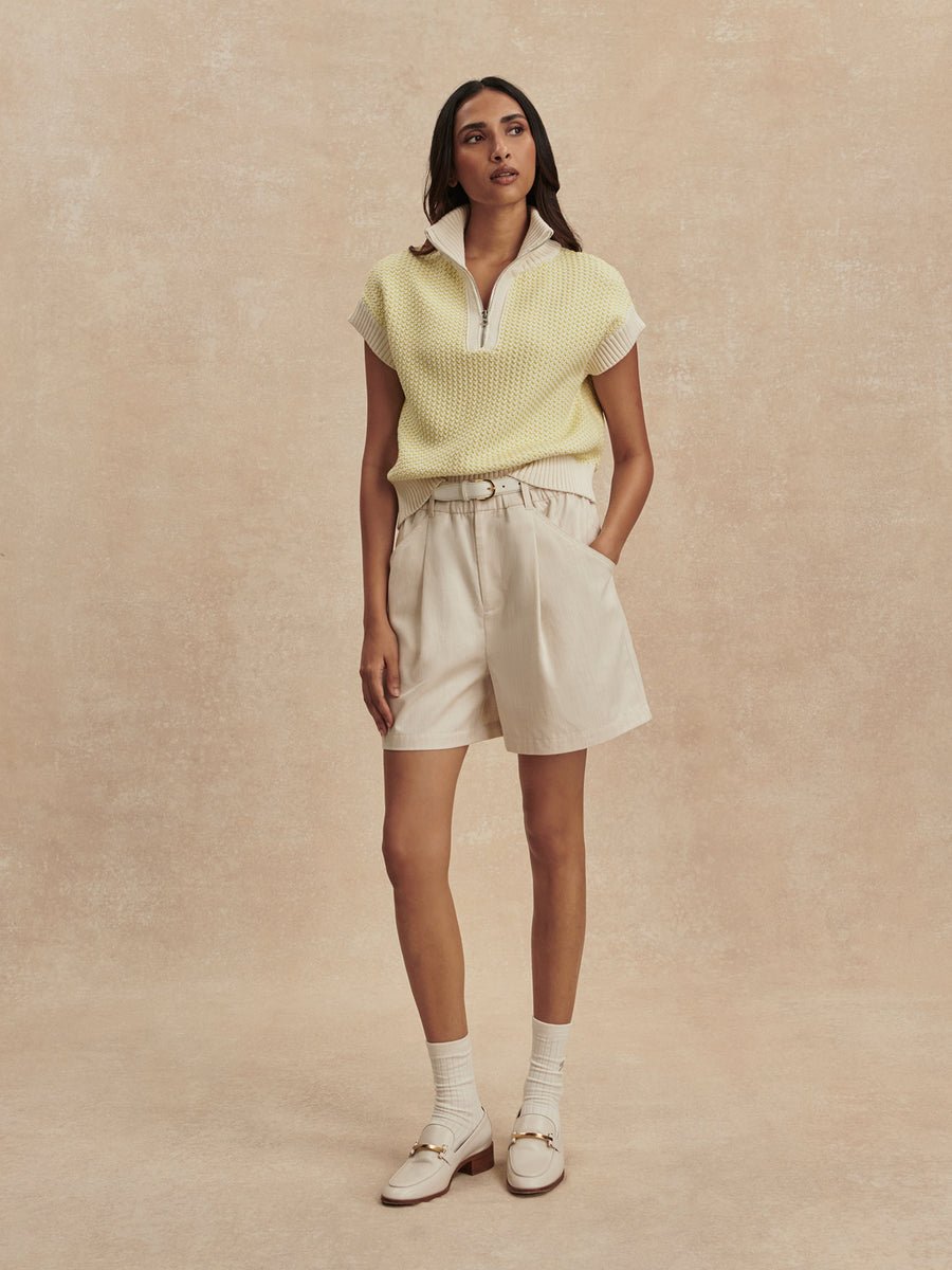 Varley - Fowley Knit Top: Snow Wht/Limeade - Shorely Chic Boutique