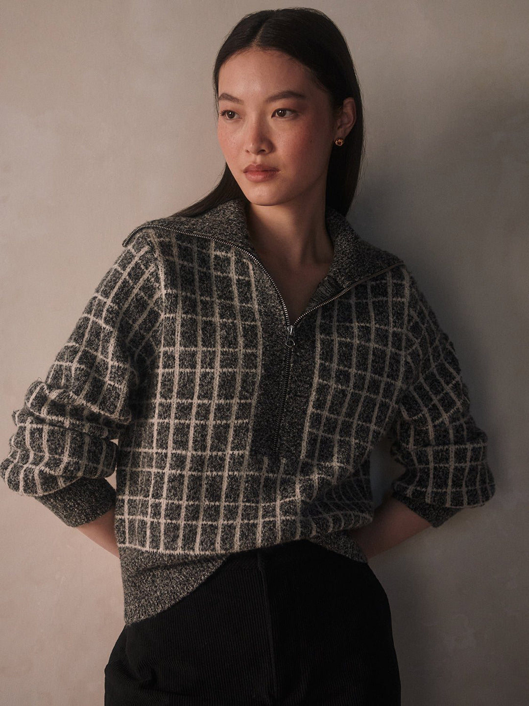 Varley - Furley Half Zip Knit Sweater: Charcoal Marl - Shorely Chic Boutique
