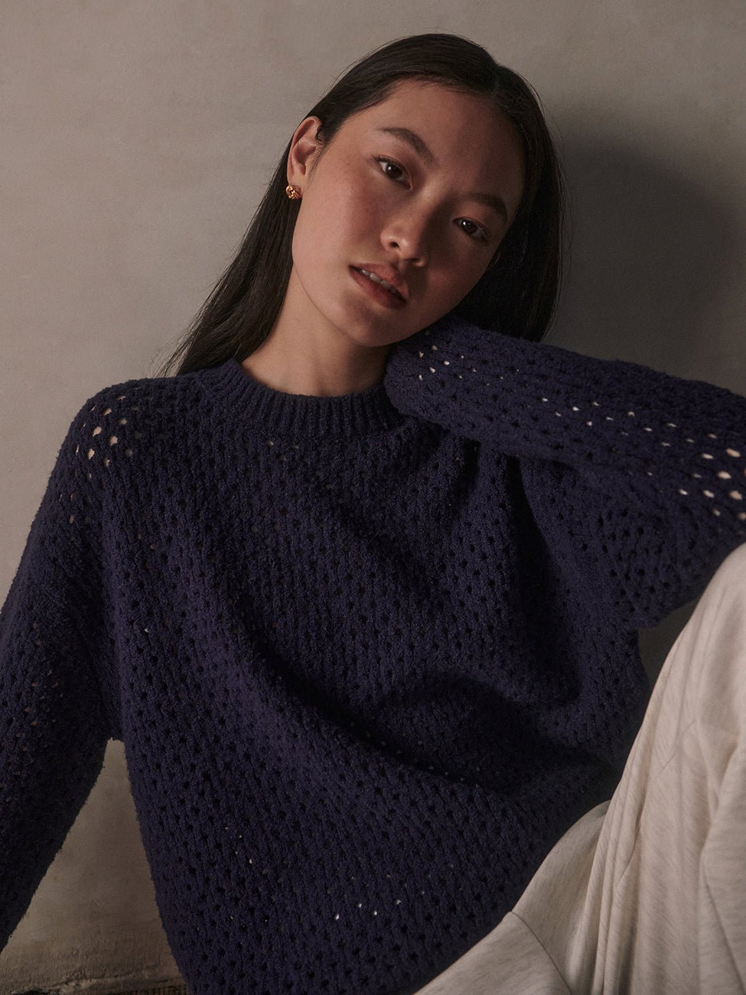 Varley - Grady Bouclé Knit Sweater: Evening Blue - Shorely Chic Boutique