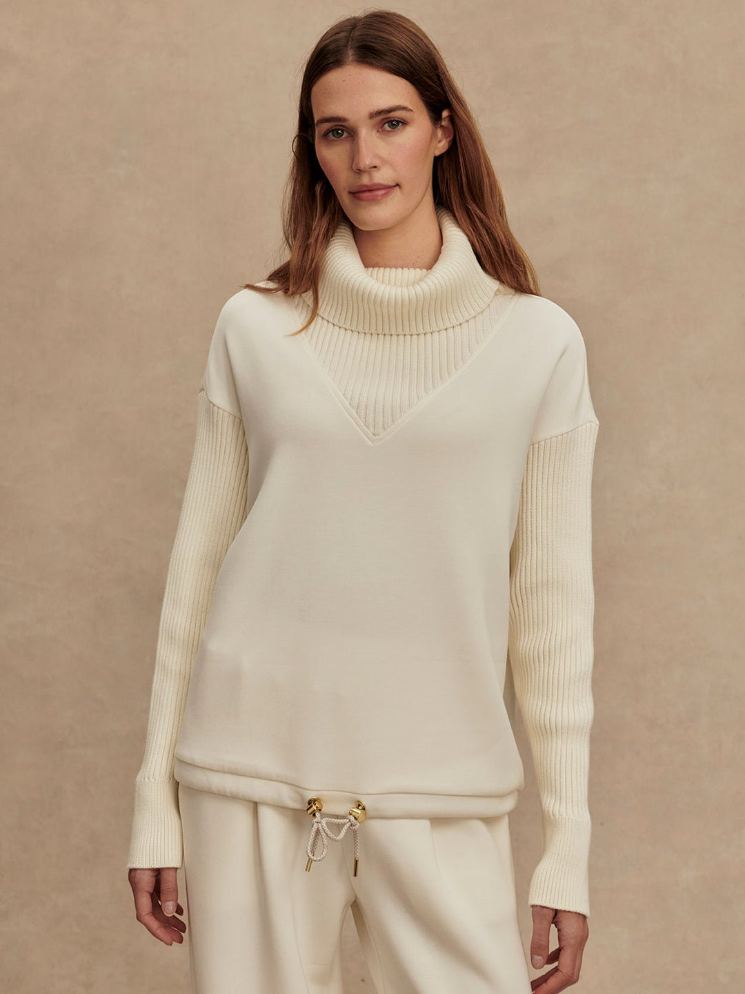 Varley - Hannah Cowl Neck Sweat: Egret - Shorely Chic Boutique