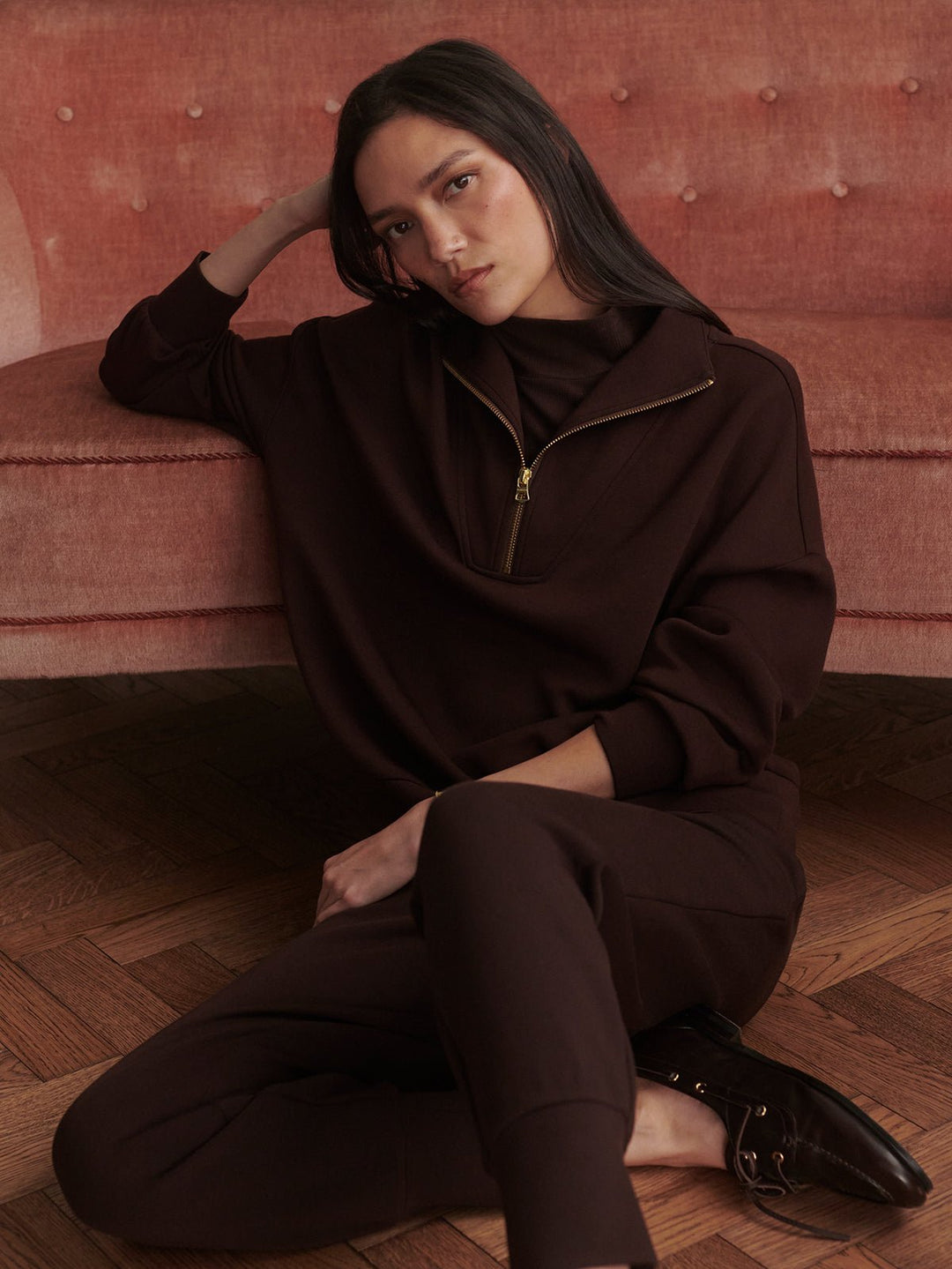 Varley - Hawley 1/2 Zip Sweat Top: Coffee Bean - Shorely Chic Boutique