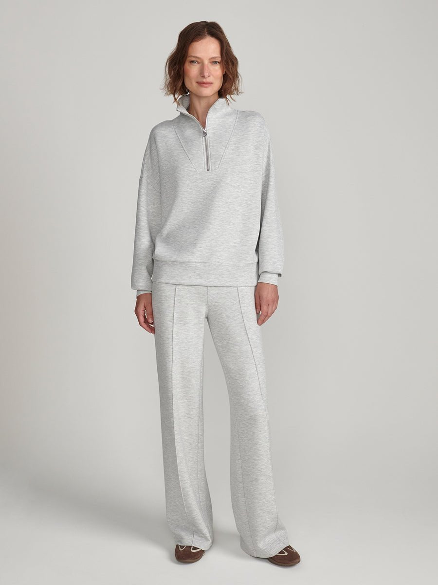 Varley - Hawley 1/2 Zip Sweat Top: Light Grey Marl - Shorely Chic Boutique