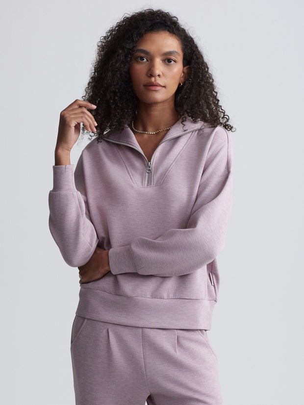 Varley - Hawley 1/2 Zip Sweat Top: Mauve Marl - Shorely Chic Boutique