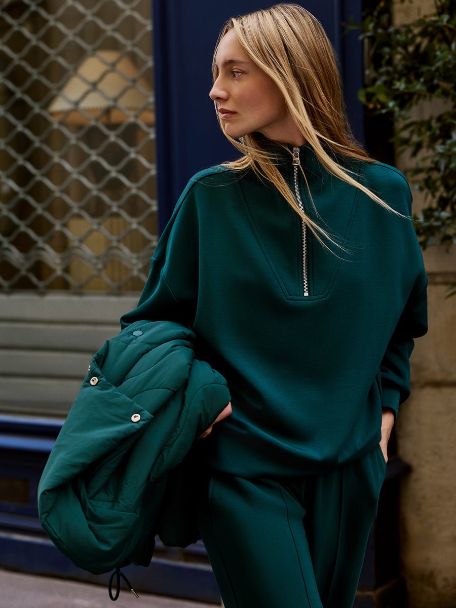 Varley - Hawley 1/2 Zip Sweat Top: Ponderosa Pine - Shorely Chic Boutique