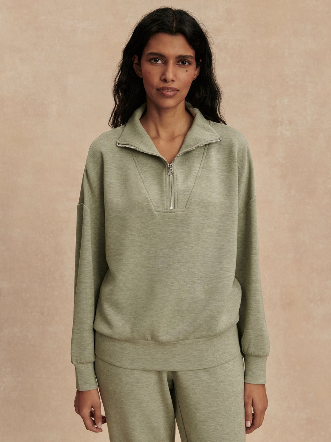 Varley - Hawley 1/2 Zip Sweat Top: Shadow Marl - Shorely Chic Boutique