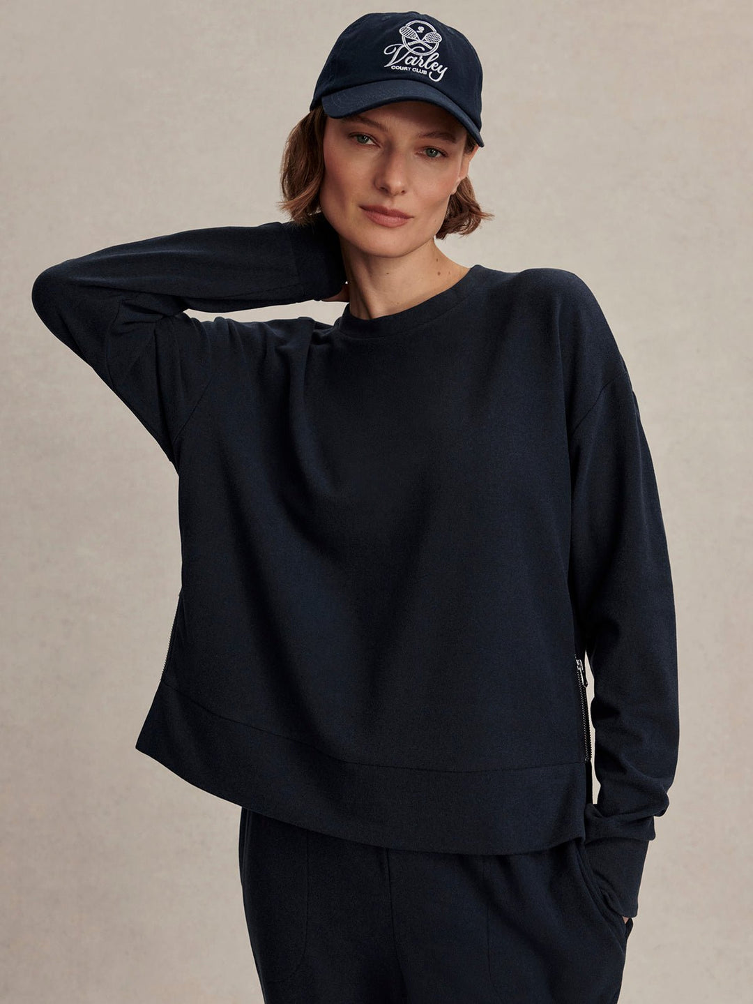Varley - Horton Side Zip Top: Navy Marl - Shorely Chic Boutique