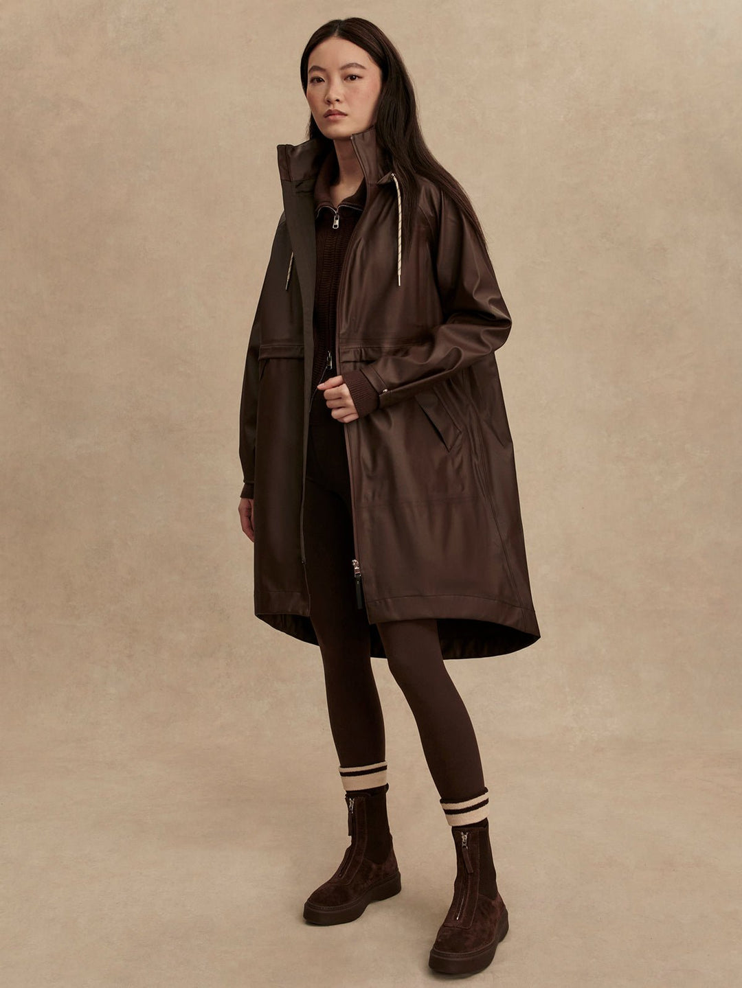 Varley - Kirsten Rain Coat: Dark Truffle - Shorely Chic Boutique