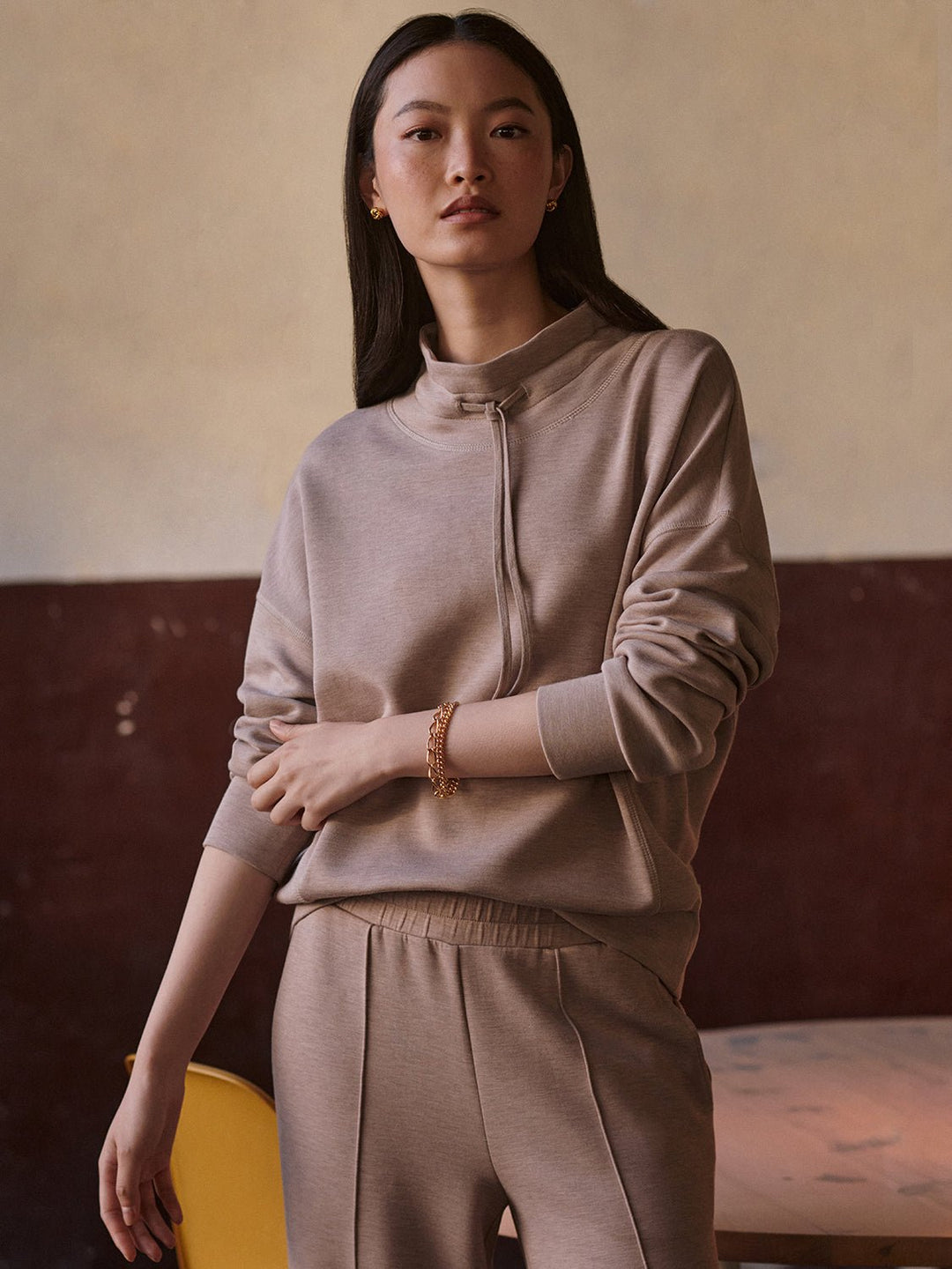 Varley - Oakdale Sweat Top: Taupe Marl - Shorely Chic Boutique