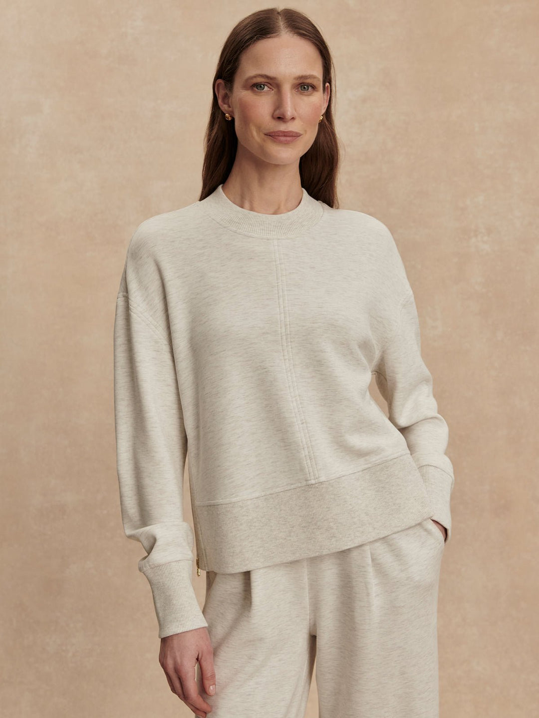 Varley - Philippe Crop Sweat Top: Ivory Marl - Shorely Chic Boutique