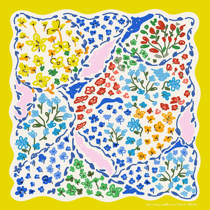 Yellow Garden Double Sided Silk Scarf - Shorely Chic Boutique